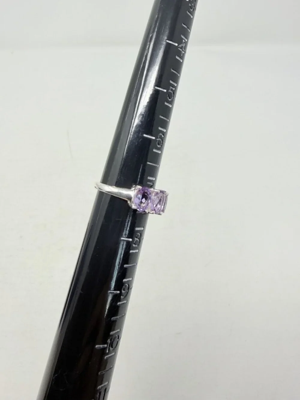Shop LC Rose De France Amethyst Oval 3 Stone Size 7 Ring in Sterling Silver 5527
